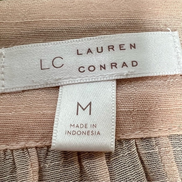 LC LAURA CONRAD Sheer Peach Square Neck Peasant Boho Top Women's Size M - Picture 13 of 16